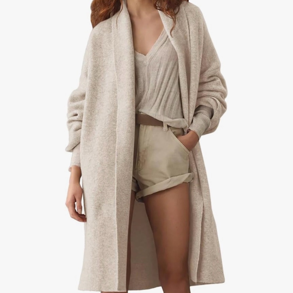 Elegant Cream Long Sweater - Picture 2 of 6